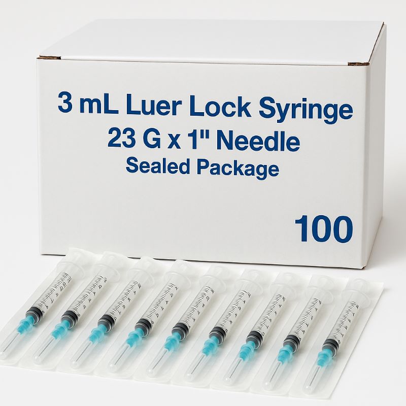 3 mL Luer Lock Syringe with 23G × 1″ Needle